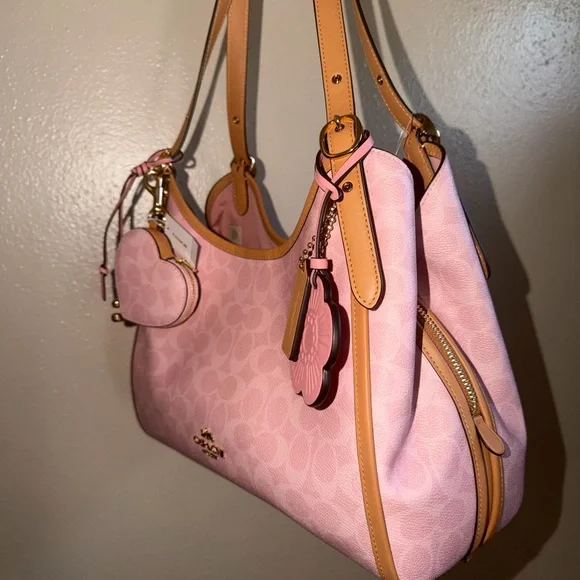 COACH Pink Powder Erin Signature Canvas Hobo Shoulder Bag - Picture 7 of 9
